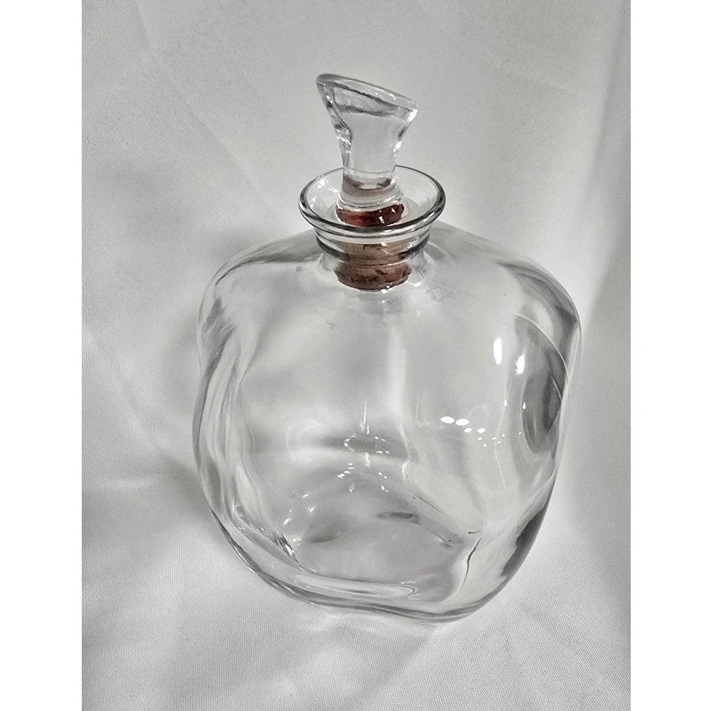 Vtg Ezra Brooks apple glass bottle decanter retro mid-century barware home decor